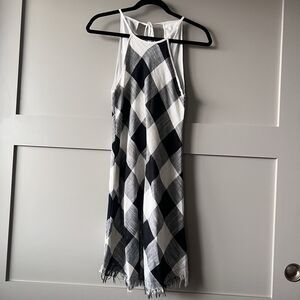 Anthropologie Bishop + Young Buffalo Argyle Dress Sz. XS‎ Black White Sleeveless